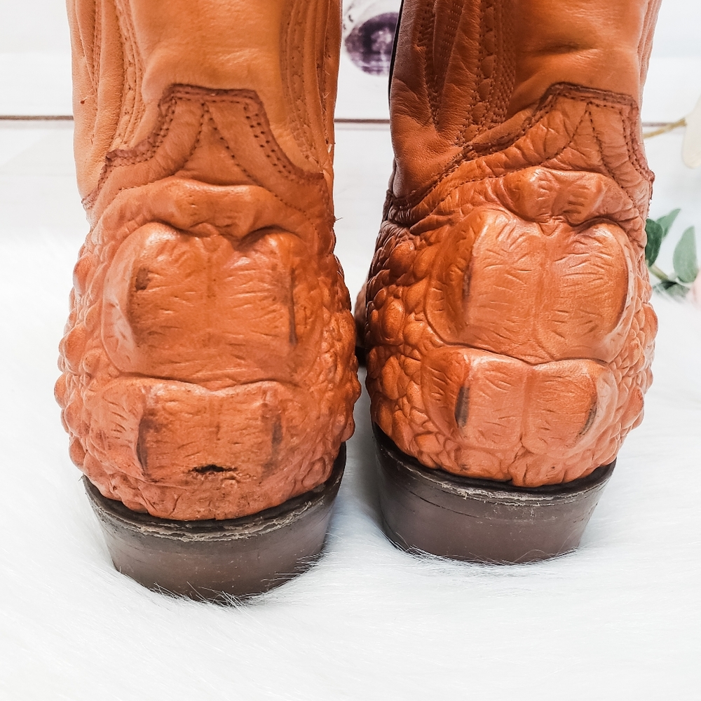 Vintage Rudel Leather Crocodile Print Boots - Picture 6 of 8
